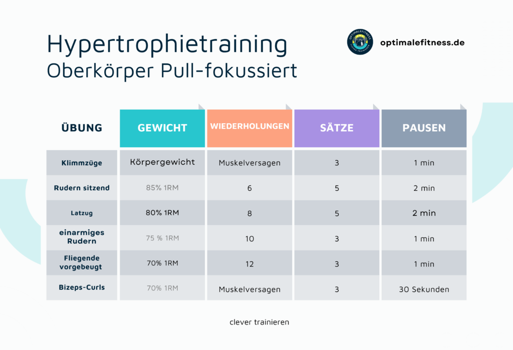 Beispiele für ein Hypertrophietraining Oberkörper pull